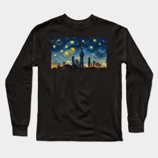 Pearl Tower, Shanghai like starry night Long Sleeve T-Shirt